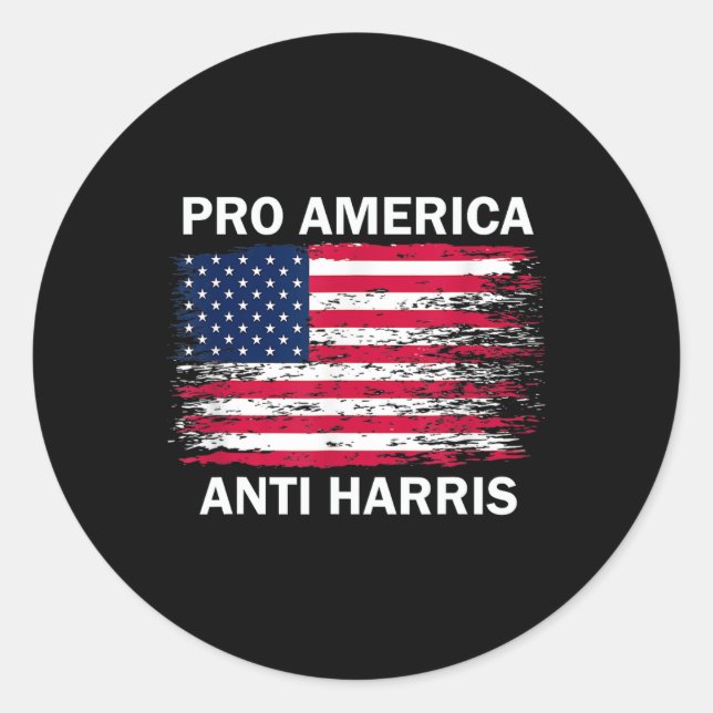 America Anti Kamala Flag Kamala Harris Anti Harris Classic Round Sticker (Front)