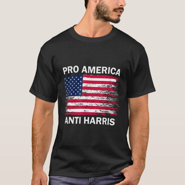 America Anti Kamala Flag Kamala Harris Anti Harris T-Shirt (Front)