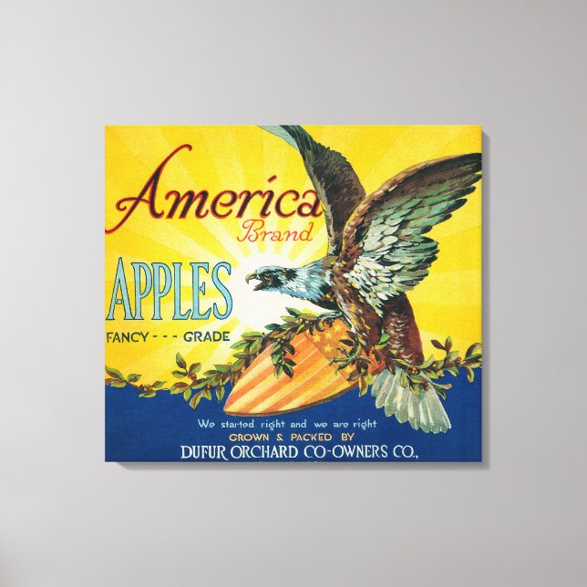 America Apple Crate LabelDufur, OR Canvas Print (Front)