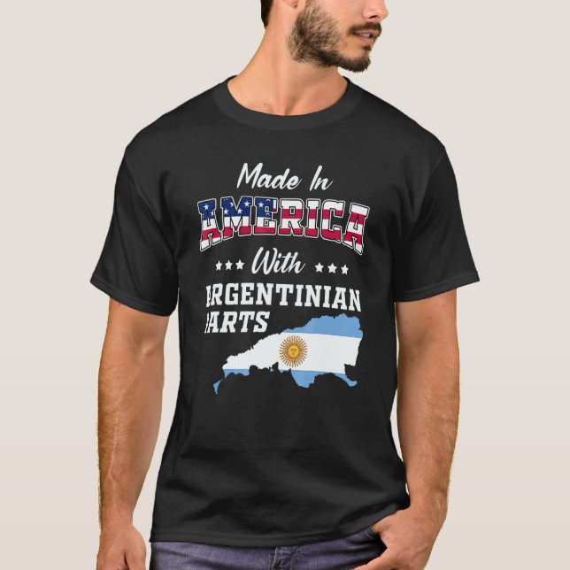 America Argentinian Part Argentina Map USA Flag Ro T-Shirt (Front)