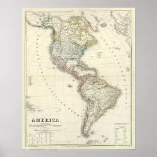 America Atlas Map Poster