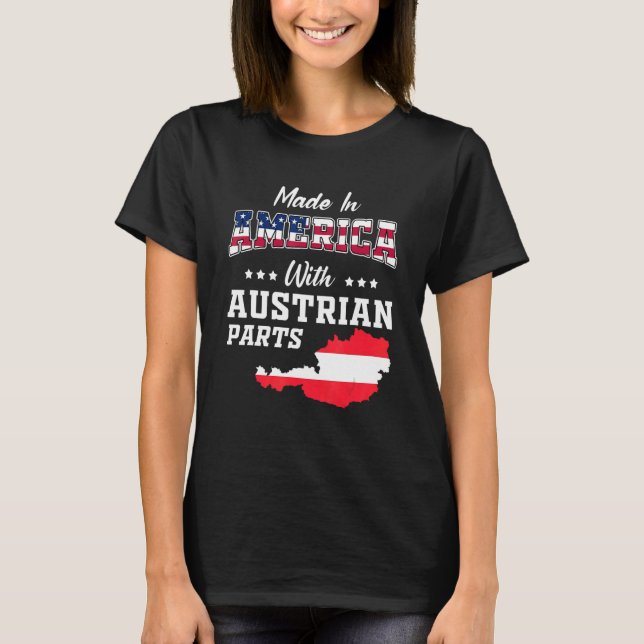America Austrian Parts Austria Map USA Flag Ancest T-Shirt (Front)