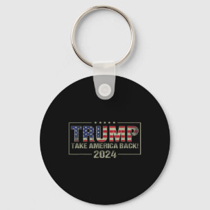 America Back American Flag Trump 2024 Men Women Gi Key Ring