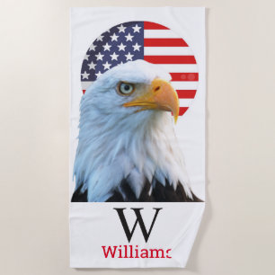 AMERICA BALD EAGLE Monogram Beach Towel