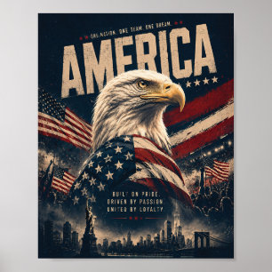 America Bald Eagle Patriotic Wall Art Poster