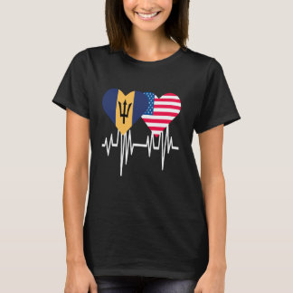America Barbados Couples Heart T-Shirt