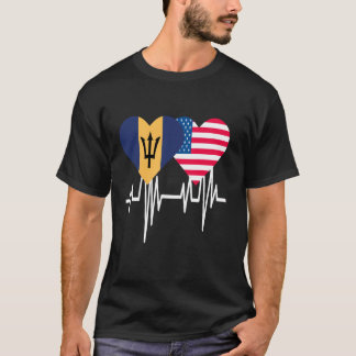America Barbados Couples Heart T-Shirt