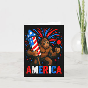 America Bigfoot Usa Firework Patriotic Sasquatch 4 Card