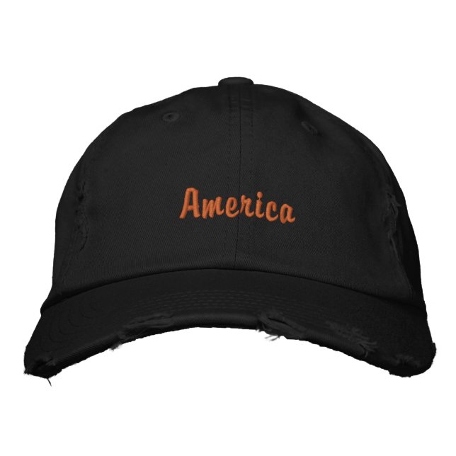 America 🇺🇸black hut for men's  embroidered hat (Front)
