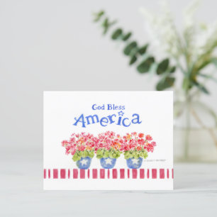 America Blessings Geranium Pots Postcard