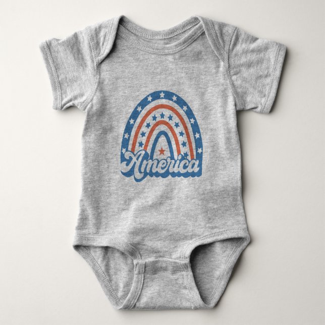 America Boho Retro Baby Bodysuit (Front)