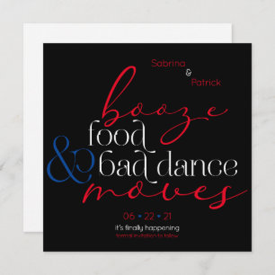 America Booze Food Bad Dance Moves Save theDate Invitation