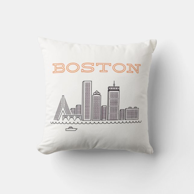 America Boston City Skyline, Boston Ma Us Skyline Cushion (Front)
