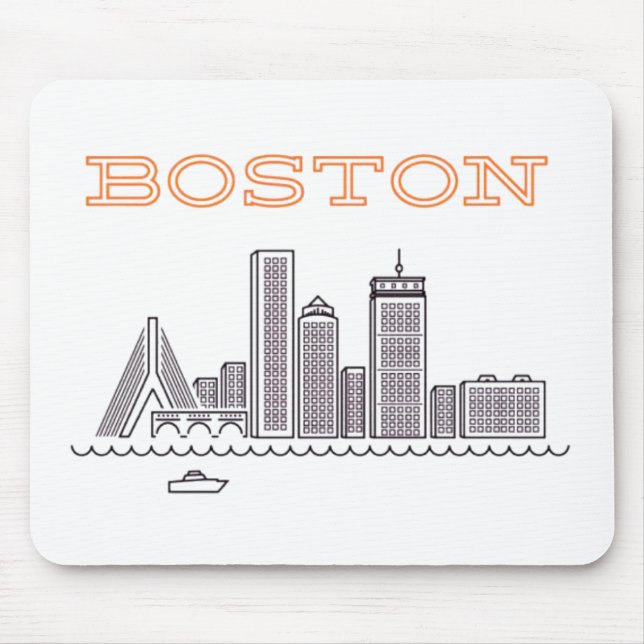 America Boston City Skyline, Boston Ma Us Skyline Mouse Mat (Front)