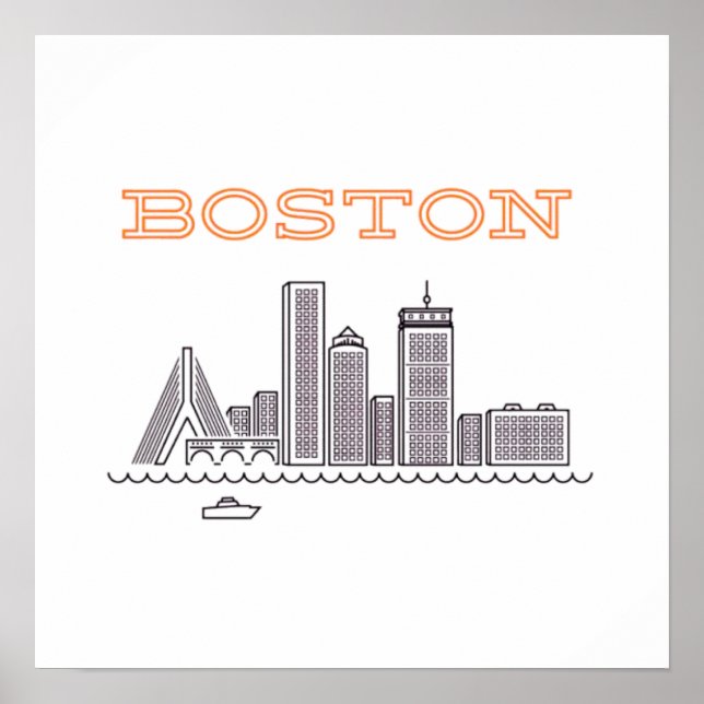 America Boston City Skyline, Boston Ma Us Skyline Poster (Front)