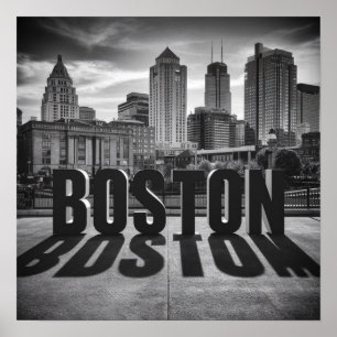 America Boston City Skyline, Boston Ma Us Skyline Poster