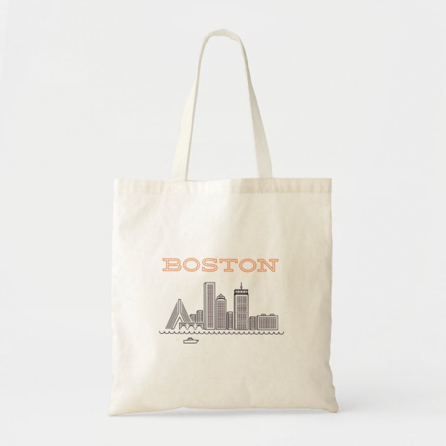 America Boston City Skyline, Boston Ma Us Skyline Tote Bag (Front)