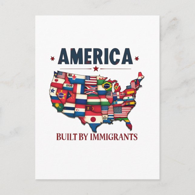 America Built by Immigrants Patriotic American Postcard (Front)