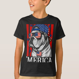 America Bulldog 4th Of July Patriotic Dog T-Shirt
