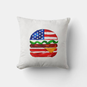 America Burger (White Painting No. 1) Cushion