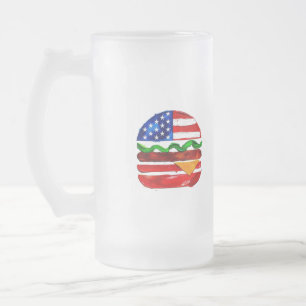 America Burger (White Painting No. 1) Frosted Glass Beer Mug