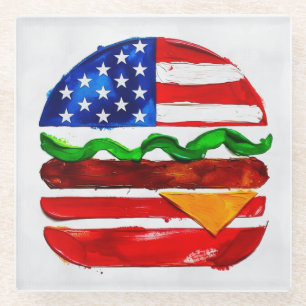America Burger (White Painting No. 1) Glass Coaster