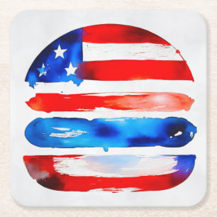 America Burger (White Painting No. 3) Square Paper Coaster