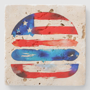 America Burger (White Painting No. 3) Stone Coaster