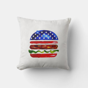 America Burger (White Painting No. 5) Cushion