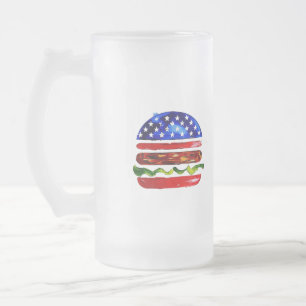 America Burger (White Painting No. 5) Frosted Glass Beer Mug