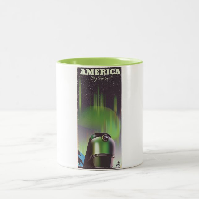 America By Train Two-Tone Coffee Mug (Center)
