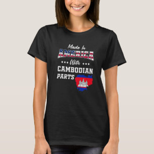 America Cambodian Parts Cambodia Map USA Flag Root T-Shirt