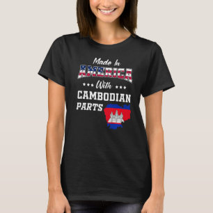 America Cambodian Parts Cambodia Map USA Flag Root T-Shirt