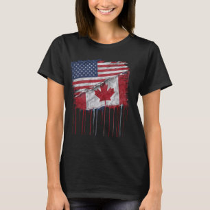 America Canada Flags Half American Half Canadian T-Shirt