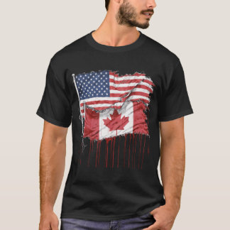 America Canada Flags Half American Half Canadian T-Shirt
