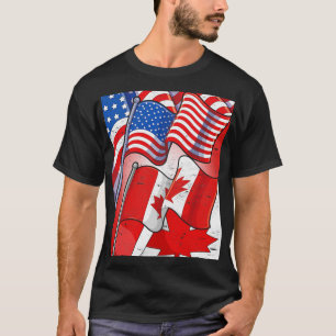 America Canadian Maple Leaf Flag US Flag Canada T-Shirt