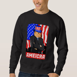 America Cheems Shiba Dog Dank Meme Funny July 4th Sweatshirt