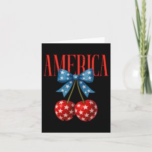 America Cherries Us Flag Coquette Bow Cherry 4th O Card