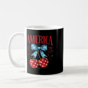 America Cherry Bow American Flag Toddler Teen Girl Coffee Mug