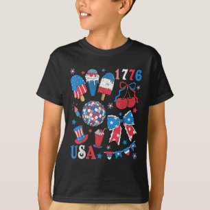 America Coquette Bow Usa Patriotic 4th Of July Kid T-Shirt