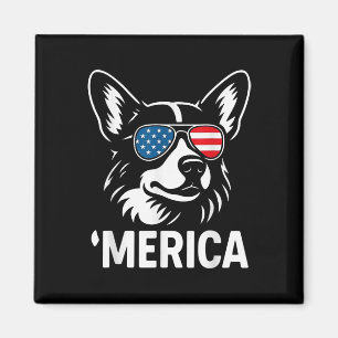 America Corgi Us Flag Patriotic 4th Of July Magnet