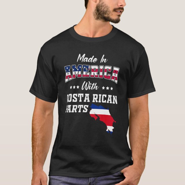 America Costa Rican Parts Costa Rica Map Usa Flag T-Shirt (Front)