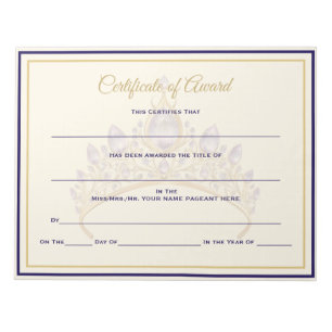 America Crown Certificates-Award Notepad