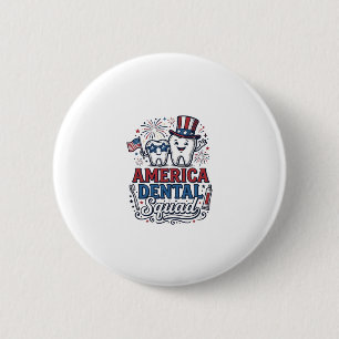 America Dental Squad Patriotic Tooth Vector Design 6 Cm Round Badge
