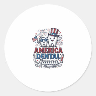 America Dental Squad Patriotic Tooth Vector Design Classic Round Sticker