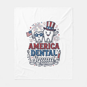 America Dental Squad Patriotic Tooth Vector Design Fleece Blanket