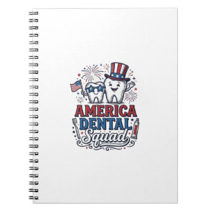 America Dental Squad Patriotic Tooth Vector Design Notebook