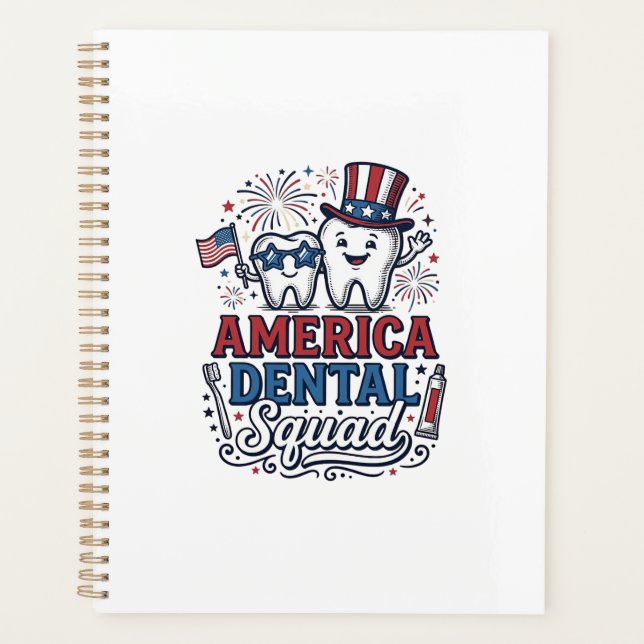 America Dental Squad Patriotic Tooth Vector Design Planner (Front)