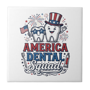 America Dental Squad Patriotic Tooth Vector Design Tile