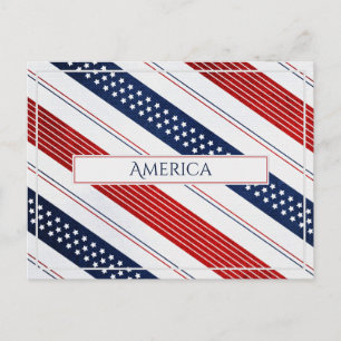 America Diagonal Stars and Stripes Postcard